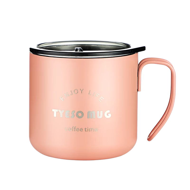 Nordic Style Metal Coffee Cup with Lid Office Workers Portable Coffe Milk Breakfast TYESO Mug Tazze Colazione Caneca Criativa