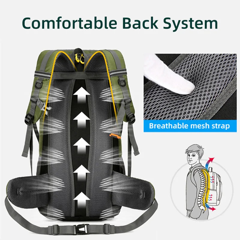 Travel Backpack 50L Camping Men Large Hiking Rucksack Tourist Waterproof Bag Outdoor Sports Climbing Mountaineering Bag Luggage
