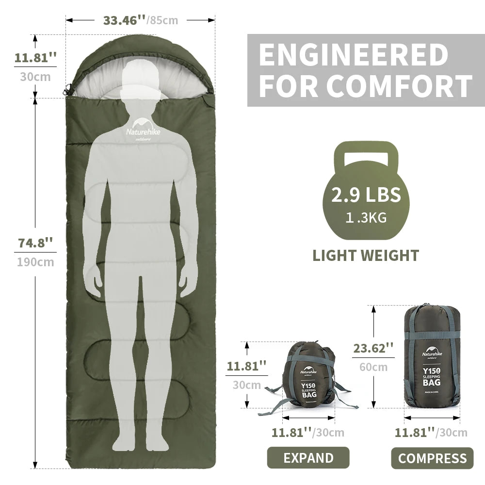 Y150 Sleeping Bags Ultralight Cotton Sleeping Bagoutdoor Camping Home Leisure Sleeping Bag Hiking Sleeping Bag
