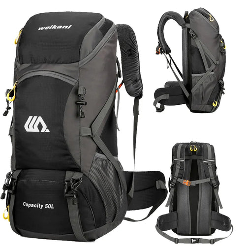 Travel Backpack 50L Camping Men Large Hiking Rucksack Tourist Waterproof Bag Outdoor Sports Climbing Mountaineering Bag Luggage