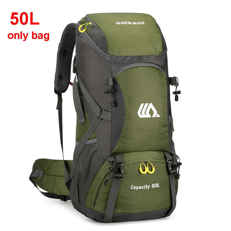 Travel Backpack 50L Camping Men Large Hiking Rucksack Tourist Waterproof Bag Outdoor Sports Climbing Mountaineering Bag Luggage